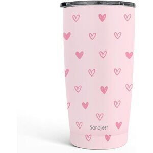 Heart Tumbler 20oz, Stainless Steel Travel Cup with Lid, Insulated Coffee Mug, H